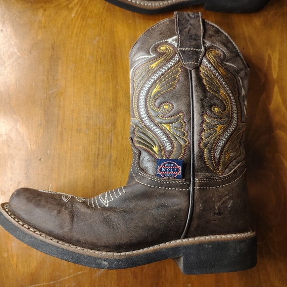 White Wolf Brown Embroidered Cowboy Boots Viboron Mexico 6 - Picture 8 of 13
